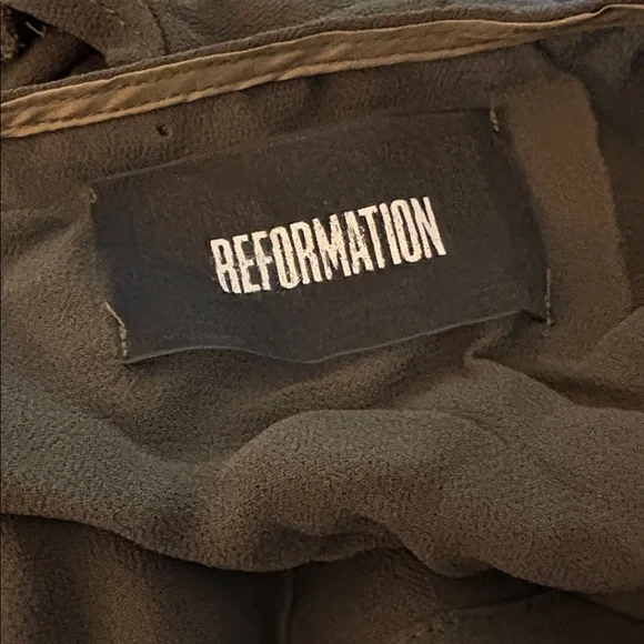 Reformation Women's Carina Sheer Cap Sleeve Wrap Dress in Army - Picture 7 of 8